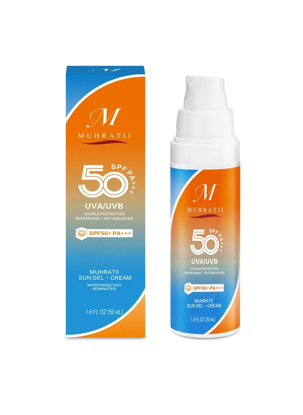 واقي شمسي MUHRATII SPF 50، واقي شمسي ملون للوجه - واقي شمسي ملون للوجه 50 مل - SPF 50+ PA+++ مقاوم للماء، حجم مناسب للسفر، مرطب للشمس في الهواء الطلق-1