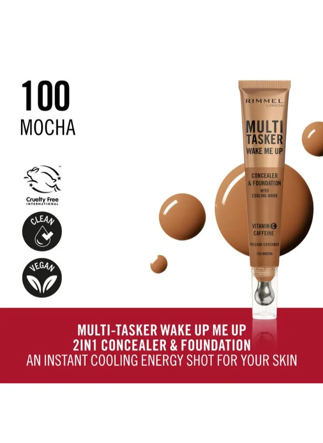 Multi-Tasker Wake Me Up Concealer & Foundation - 100 - Mocha, 20ml-2