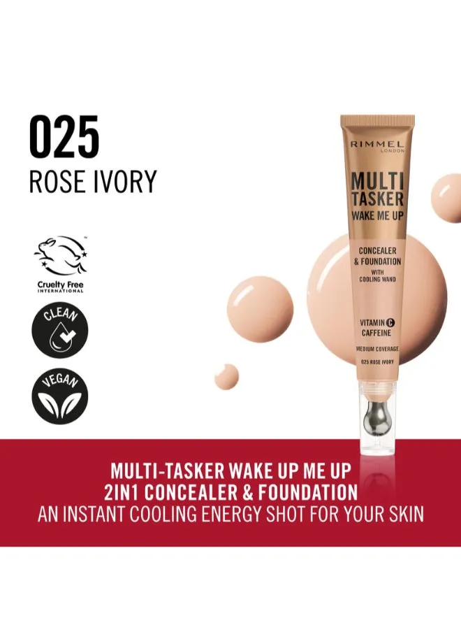 Multi-Tasker Wake Me Up Concealer & Foundation - 25 - Rose Ivory, 20ml-2