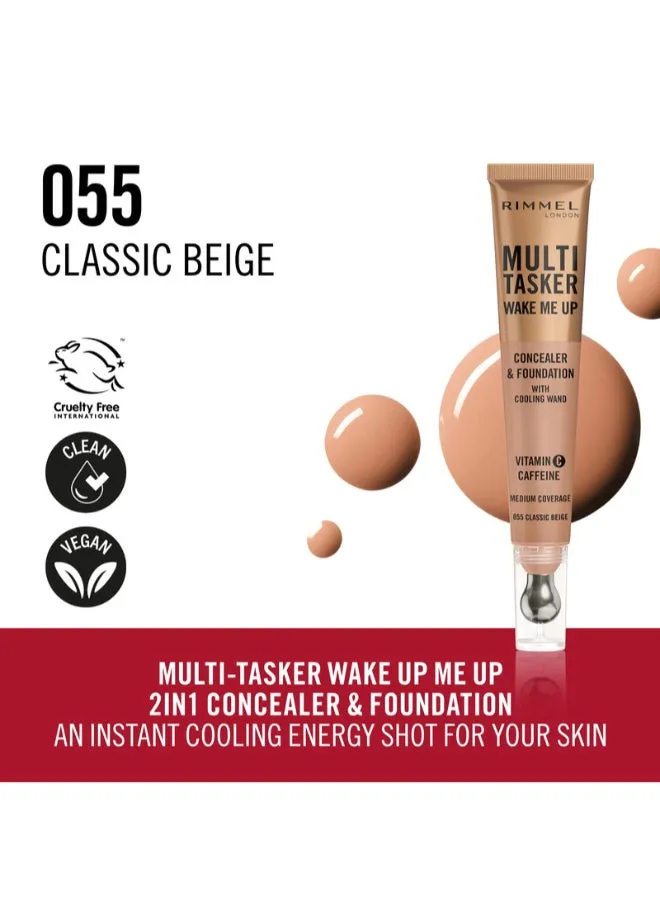 Multi-Tasker Wake Me Up Concealer & Foundation - 55 - Classic Beige, 20ml-2