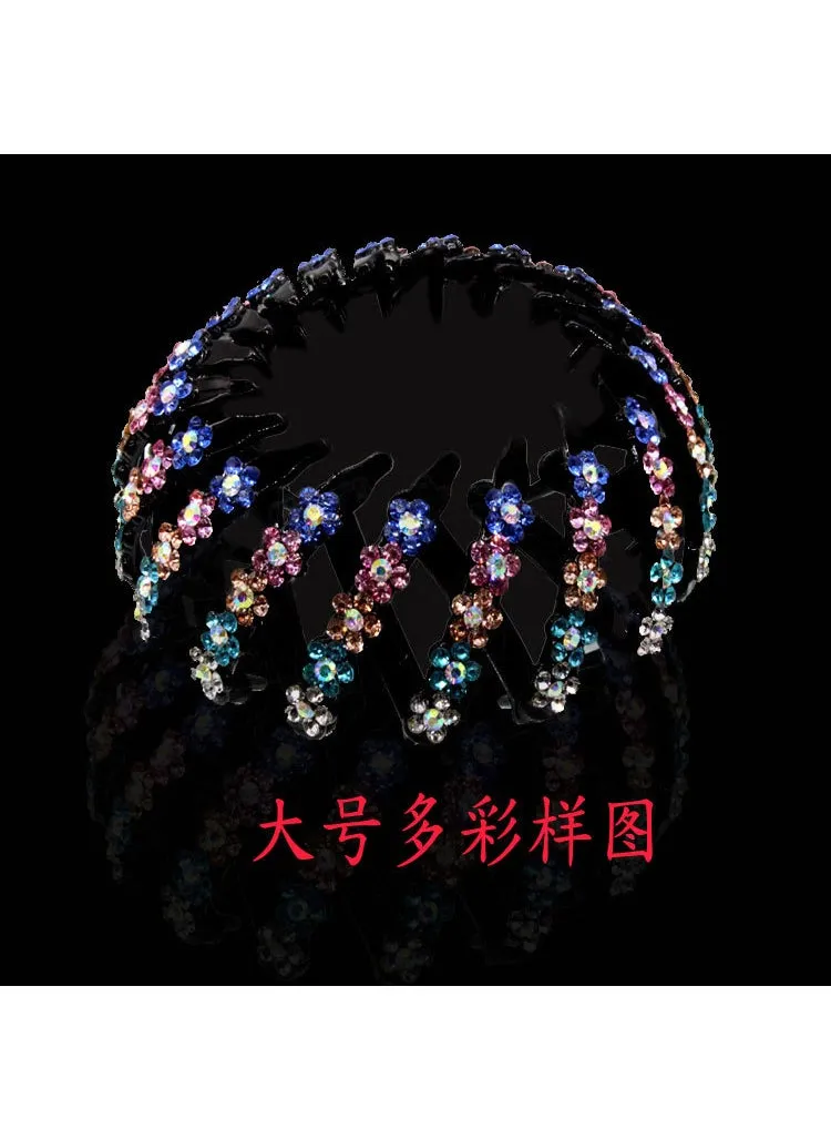 New Bird Nest Bun Maker Rhinestone Hair ClipLarge plum 5 color Large plum 5 color-1