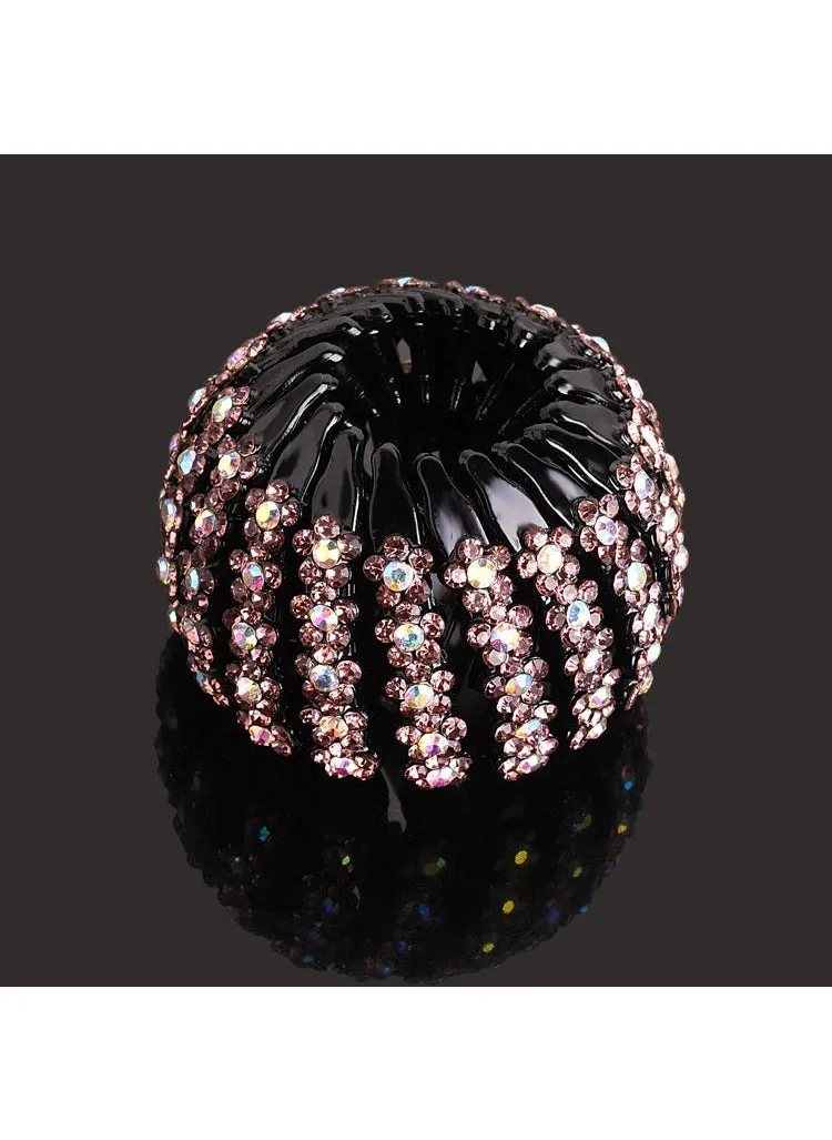 New Bird Nest Bun Maker Rhinestone Hair ClipMedium plum purple Medium plum purple-1