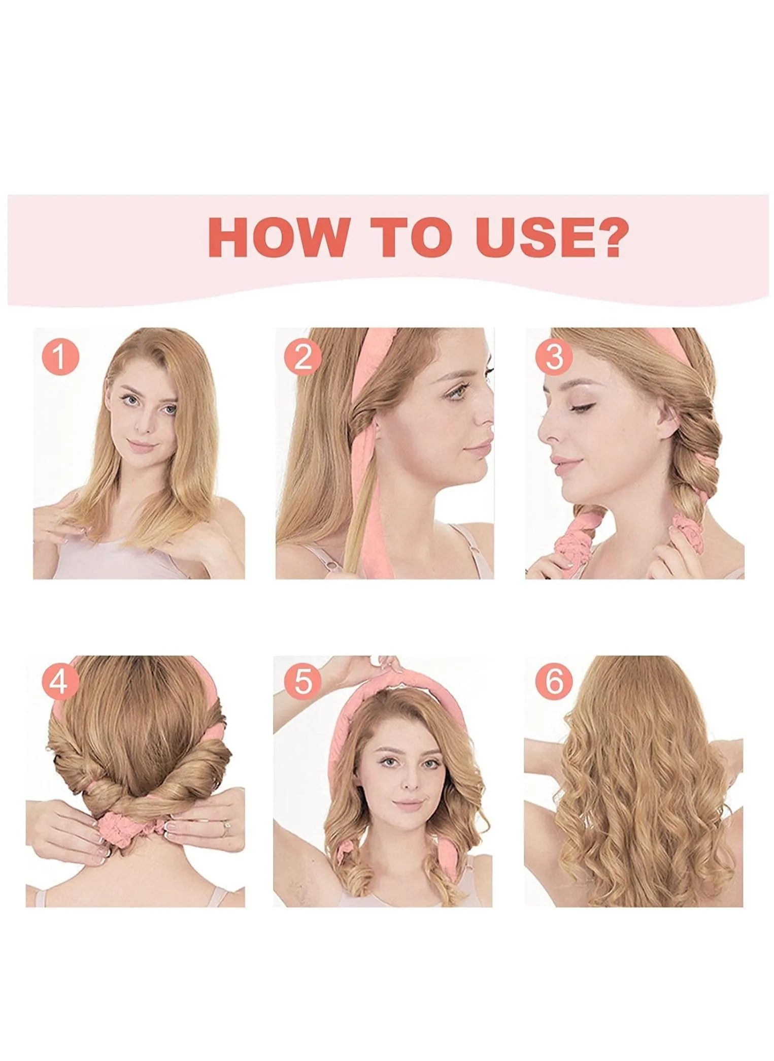 No Heat Curling Iron Headband, Lazy Curling Iron Foam Sponge Curling Big Waves, No Heat Wire Curling Headband, For Women Party, Party, Everyday Life-2