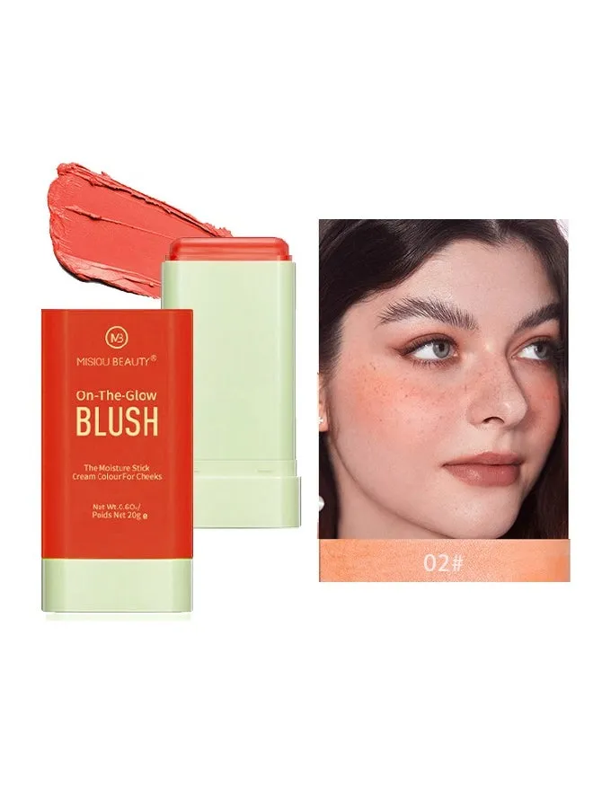 On The Glow Blush,The Moisture Stick Cream Colour For Cheeks,Highlighting ​Color Silky Powder Blusher Stick Natural Glow Silly Blusher Light and Soft Feeling The Apply On Your Face（#02）-2