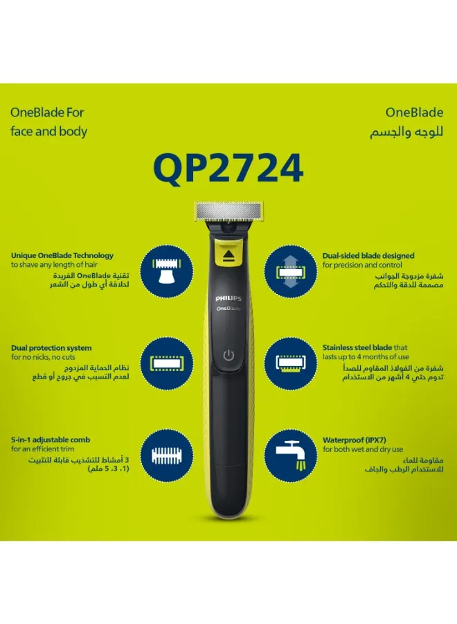 OneBlade Face QP2724/20، ضمان لمدة عامين-2