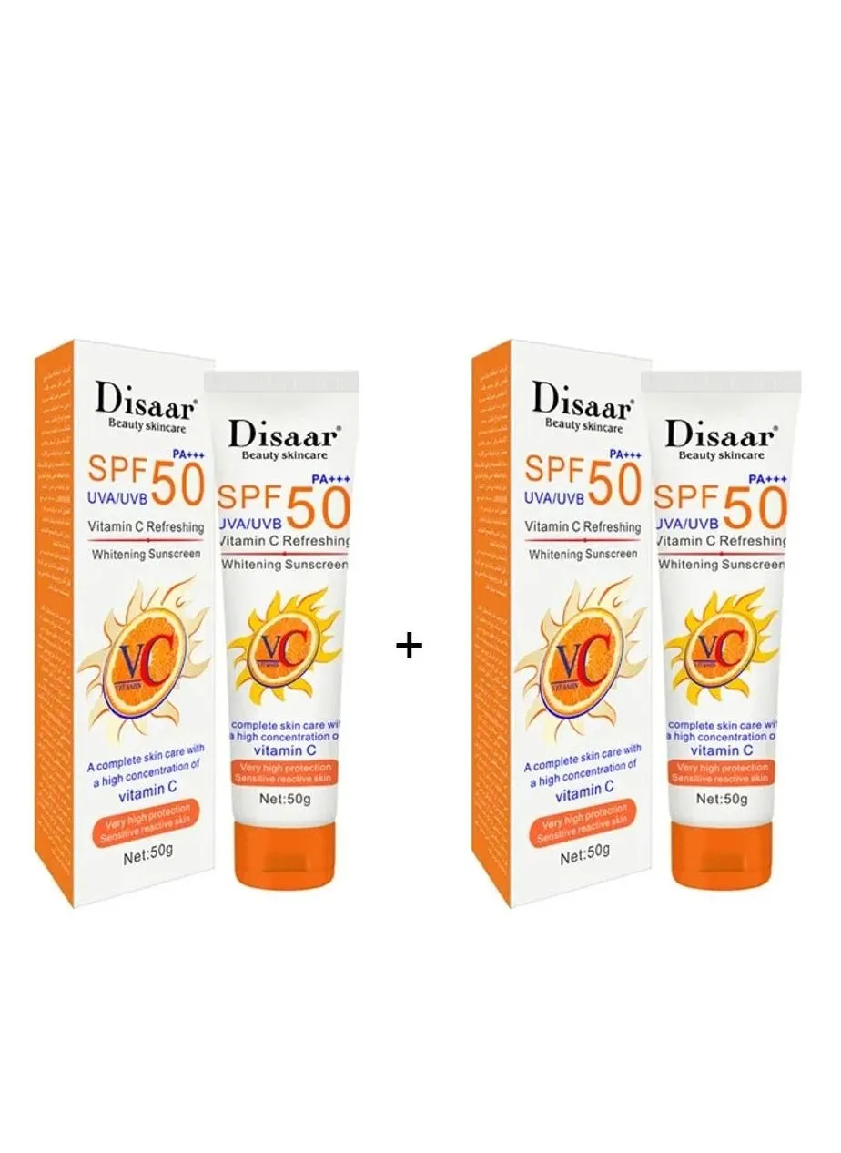 مستحضر واقٍ من الشمس منعش يحتوي على فيتامين C ومزود بعامل حماية من الشمس SPF 50 PA+++ 50جم مكون من 2 قطعة-1