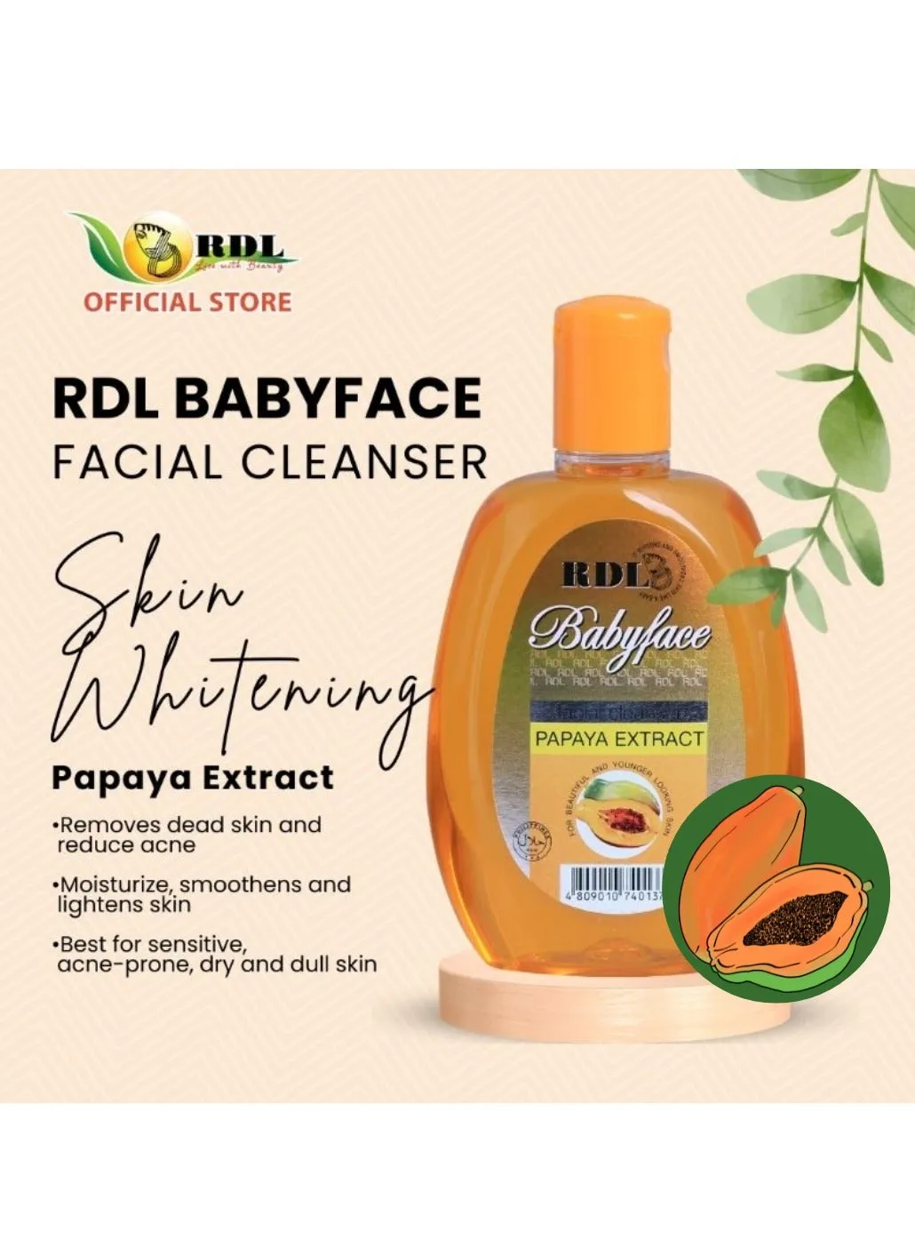 Pack of 3 Baby Face Papaya Extract Facial Cleanser 250ml-2