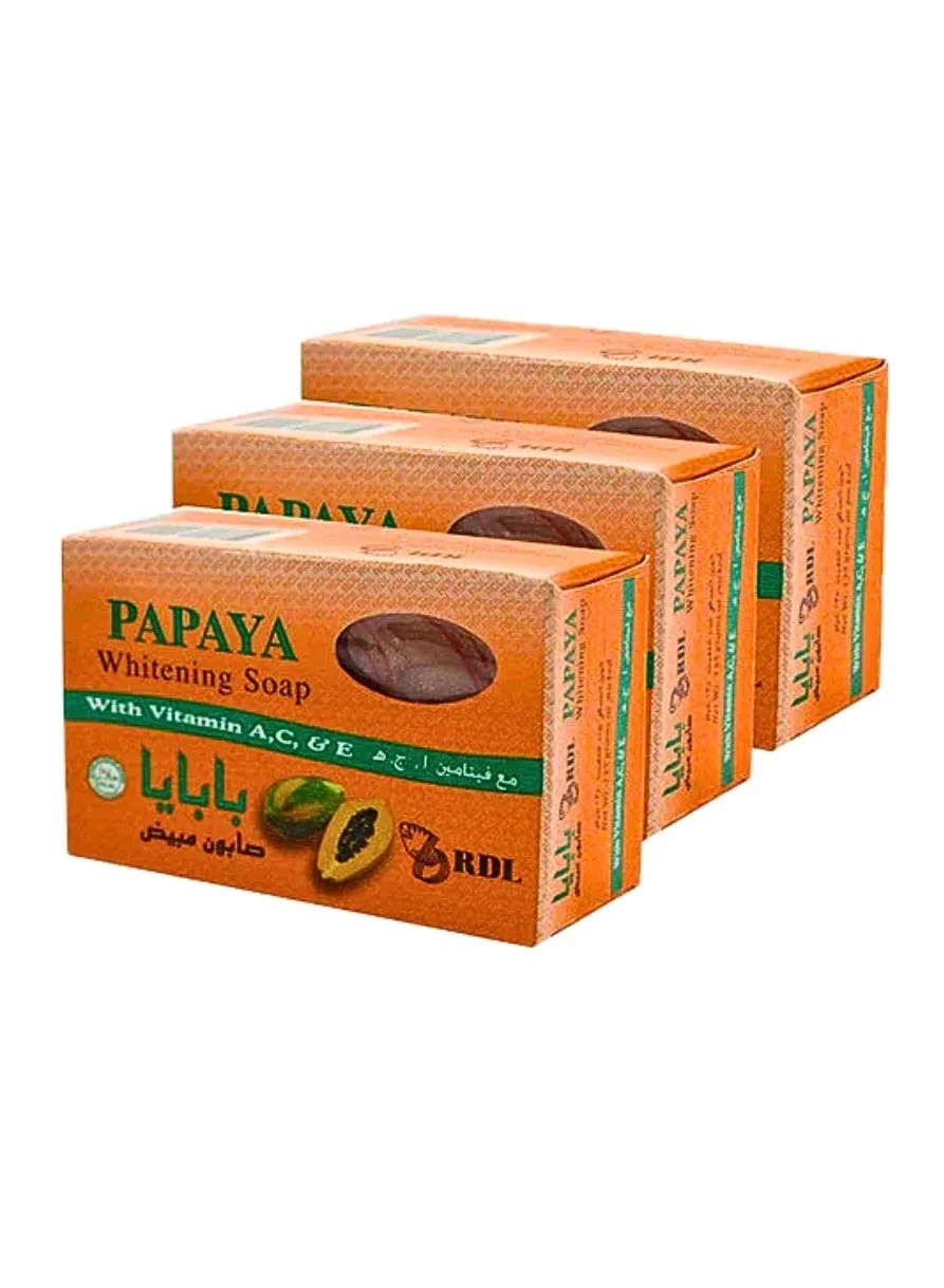 Pack of 3 Papaya Whitening Soap with Vitamin A,C, and E Orange 3 X 135grams-1