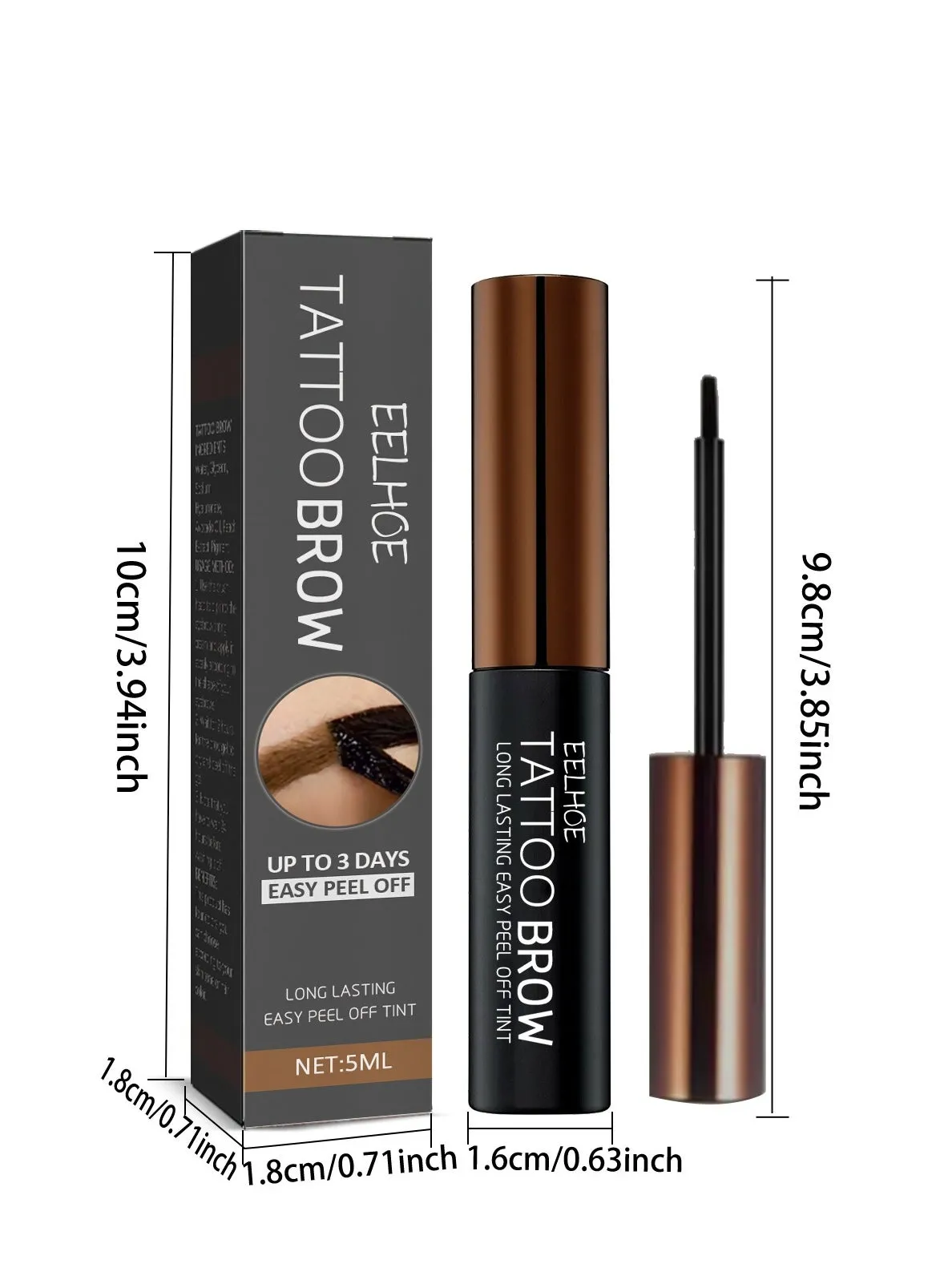 Peel-Off Brow Dye Gel - Waterproof, Sweat-Resistant, and Smudge-Proof for Natural-Looking Tattooed Brows-2