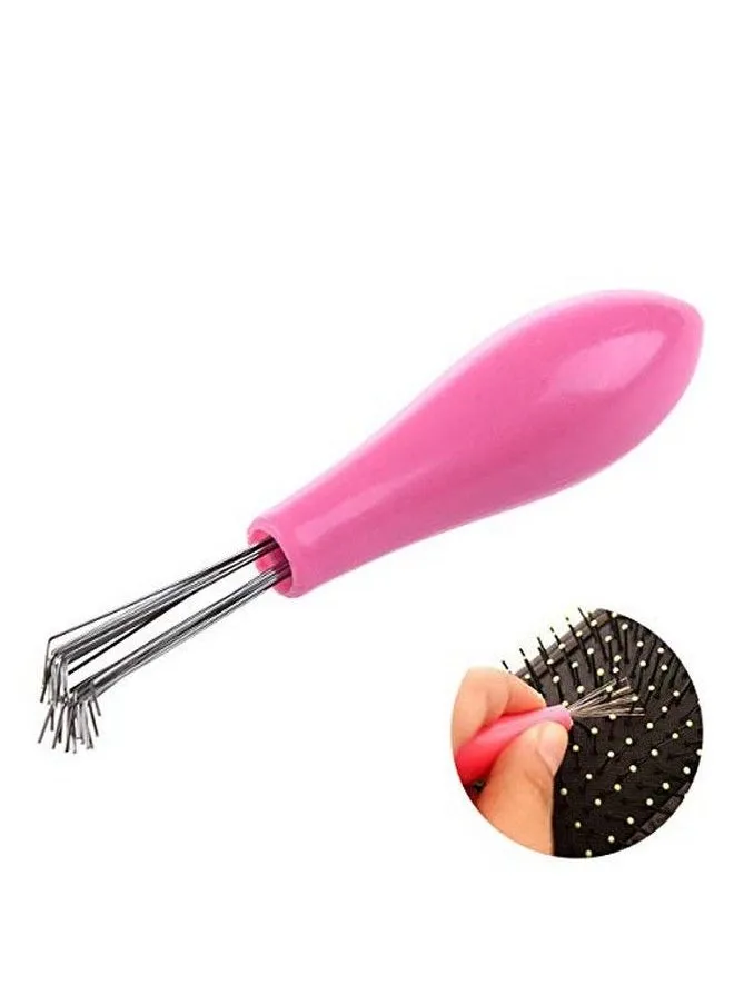 Pink Hair Brush Rake Hairbrush Cleaner of Metal Wire Comb Cleaner Tool Brush Rake Cleaner with Handle for Home and Salon (Pack of 1)-1