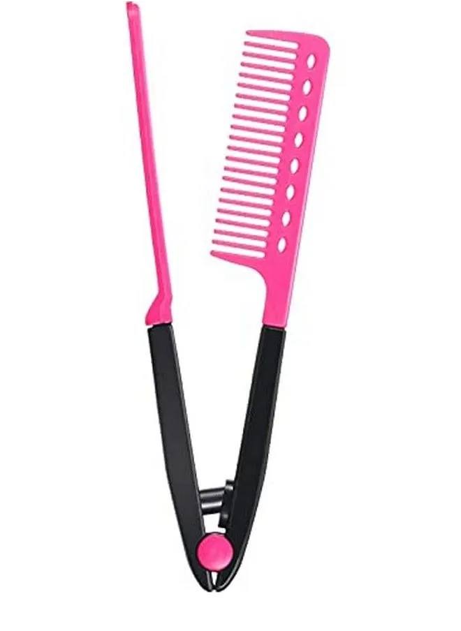 Pink Straightening Comb Salon Hair Brush Combs Hairdressing Styling Hair Straightener Vshaped Straight Comb Straightener Comb for Knotty Hair-1