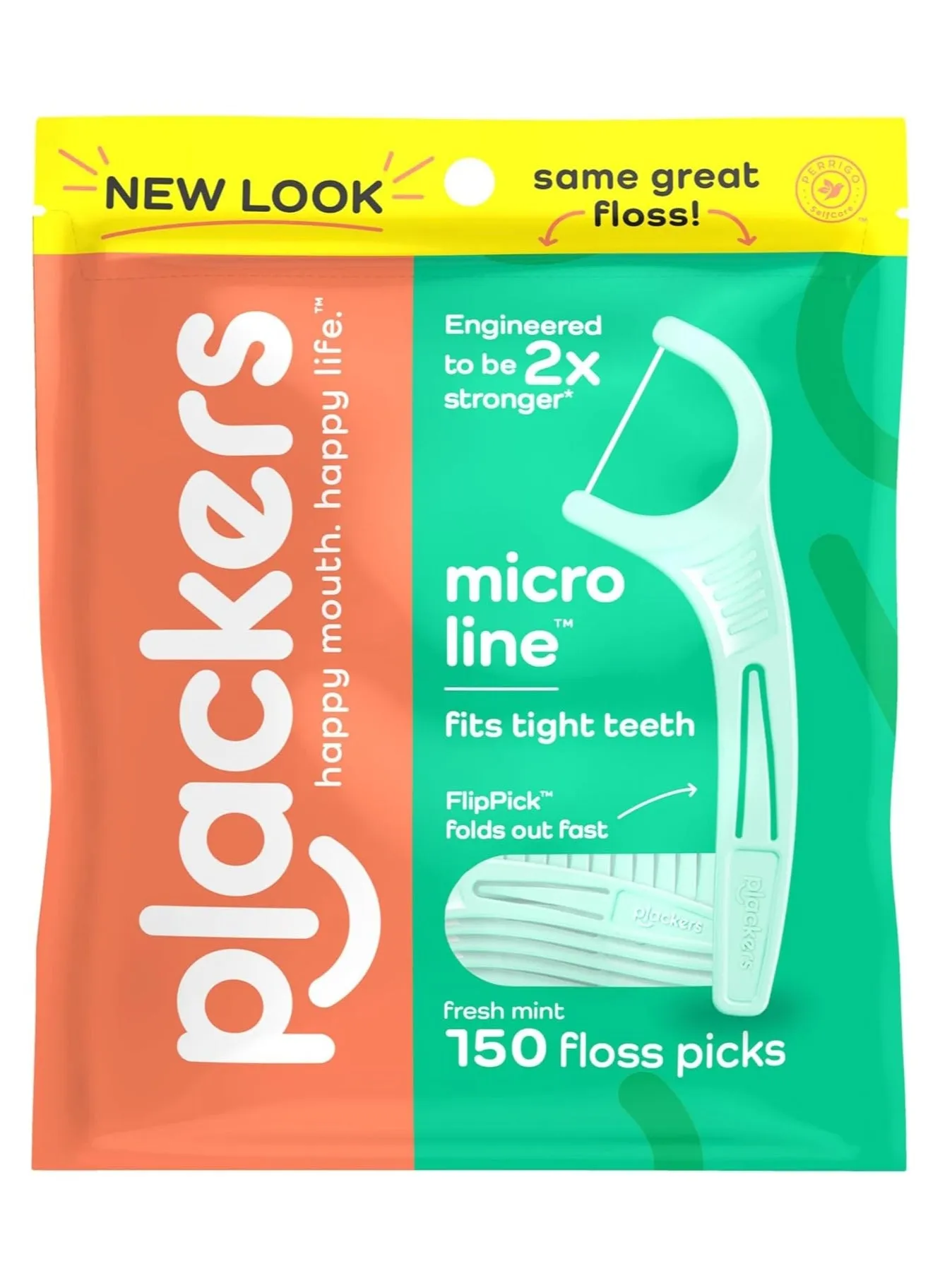 Plackers Micro Line, يناسب أسنان القتال، نعناع طازج، عبوة من 4 قطع-1