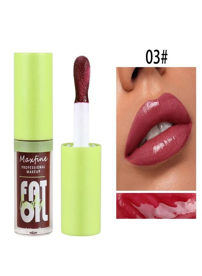 Plumping Lip Oil, Hydrating Gloss Tinted Lip Balm Transparent Lip Care, Big Brush Head Glitter Shine, Long Lasting Nourishing Non-sticky Fresh Texture(03#)-1