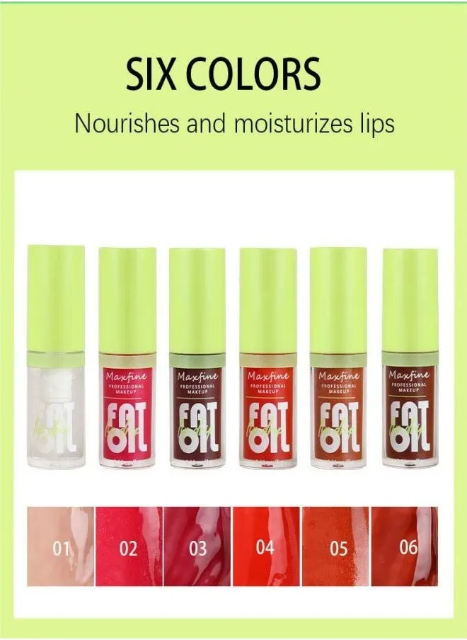 Plumping Lip Oil, Hydrating Gloss Tinted Lip Balm Transparent Lip Care, Big Brush Head Glitter Shine, Long Lasting Nourishing Non-sticky Fresh Texture(03#)-2