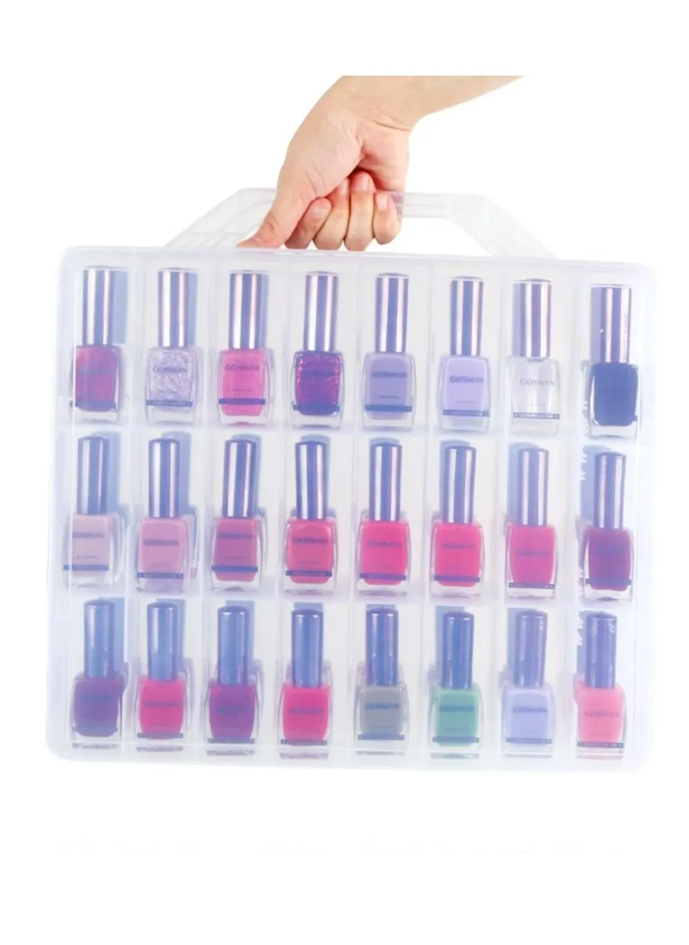 Portable Nail Polish Organizer, Clear Double Side Nail Polish Holder,Gel Nail Storage for 48 Bottles,Space Saver (13.5 x 11.6 x 3.2in)-1