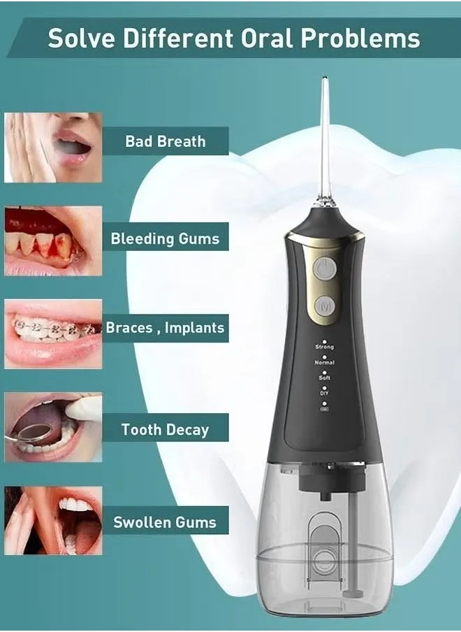 جهاز تنظيف الأسنان بالماء - كهربائي قابل لإعادة الشحن - جهاز الري بالفم - منظف الأسنان اللاسلكي - إزالة الجير - 300 مل-2