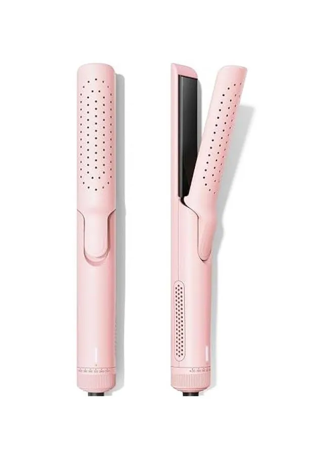 مكواة تجعيد شعر بتصميم Pro Airflow Styler Curling Iron مزودة بتهوية برودة 360 درجة لتموجات تدوم طويلاً، مملس ومجفف شعر 2 في 1 بقطر 1 بوصة، جهد مزدوج، درجات حرارة قابلة للضبط، وردي.-1