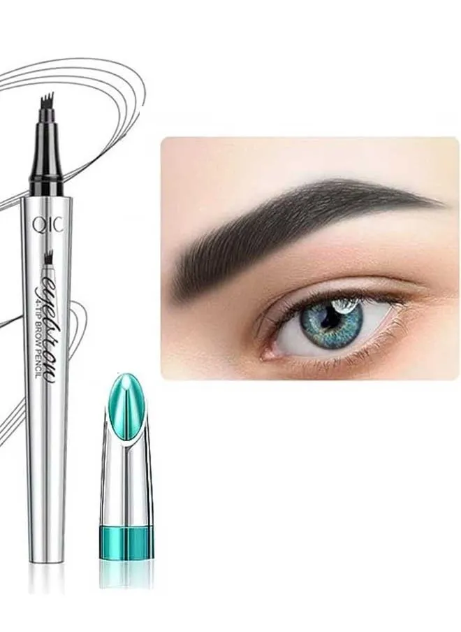 Professional Makeup Eyebrow Pencil, Natural Waterproof Long Lasting Eyebrow Pencil with 4 Tip Micro Fork Tip Applicator, Simple and Easy Makeup (04# Black)-1