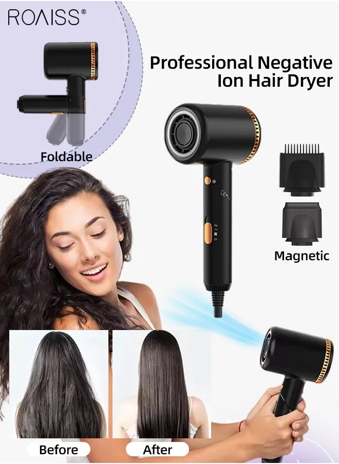 Professional Negative Ion Hair Dryer, Double Overheat Protection, Professional Portable Quick-drying Hair Dryer with Magnetic Nozzle, Suitable for Business Trips and Travel-1