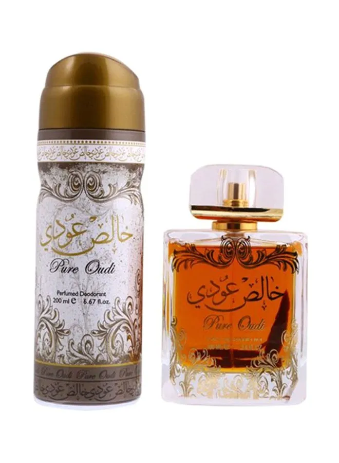 طقم عطر خالص عودي EDP مع مزيل عرق للهدايا Pure Oudi EDP 100ml, Deodorant 200ملليلتر-1