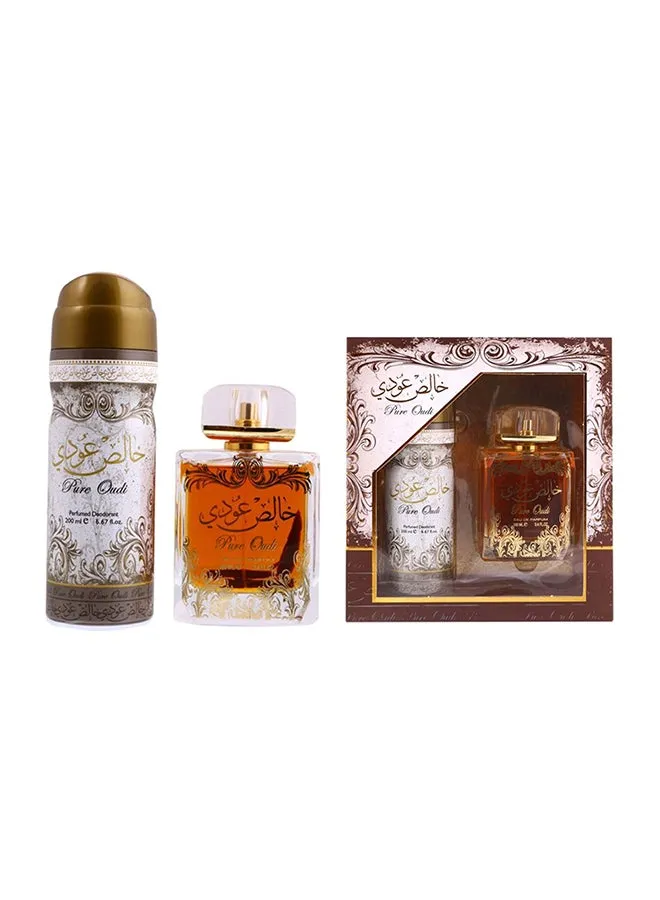 طقم عطر خالص عودي EDP مع مزيل عرق للهدايا Pure Oudi EDP 100ml, Deodorant 200ملليلتر-2