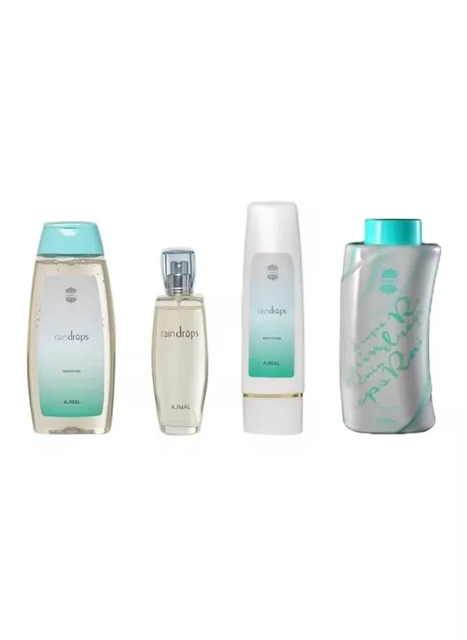 طقم هدايا رين دروبز (Raindrops Spray 50ml, Raindrops Body Lotion 100ml, Raindrops Shower Gel 200ml & Raindrops Powder 100gm)-1