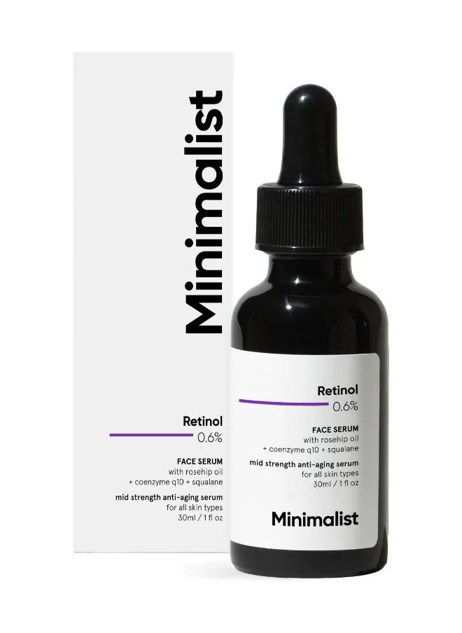 Minimalist Retinol 0.6% سيروم وجه متوسط المقاومة لمكافحة الشيخوخة للرجال والنساء | يقلل من الخطوط الدقيقة والتجاعيد.-1