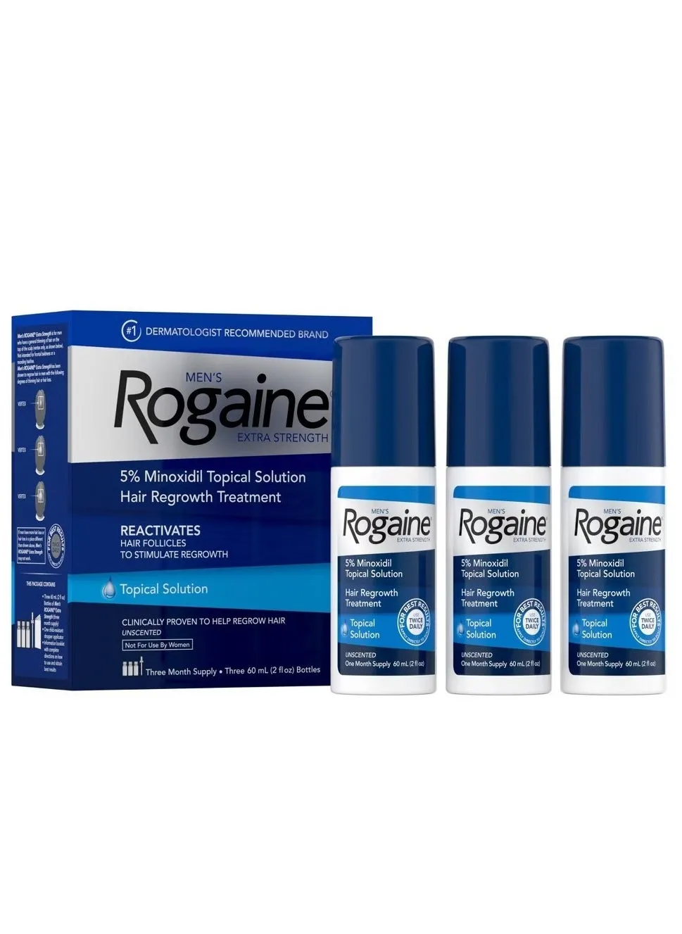 Rogaine hair regrowth treatment for men 3 pieces 3 x 60 ml original-1