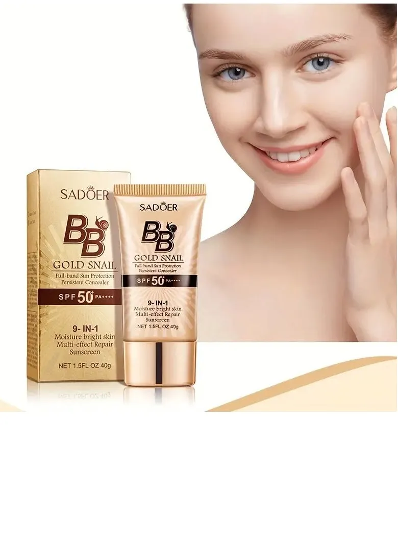 SADOER BB GOLD SNAIL خافي عيوب البشرة المستمر للحماية من الشمس بنطاق كامل SPF 50 PA++++-1