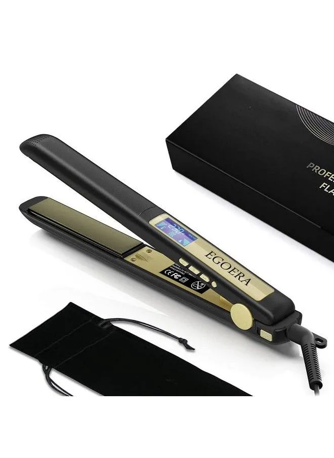 Salon Hair Straightener Egoera Pro Negative Ion Flat Iron With Lcd Display And Auto Shutoff For Women And Men Hair 170450℉-1