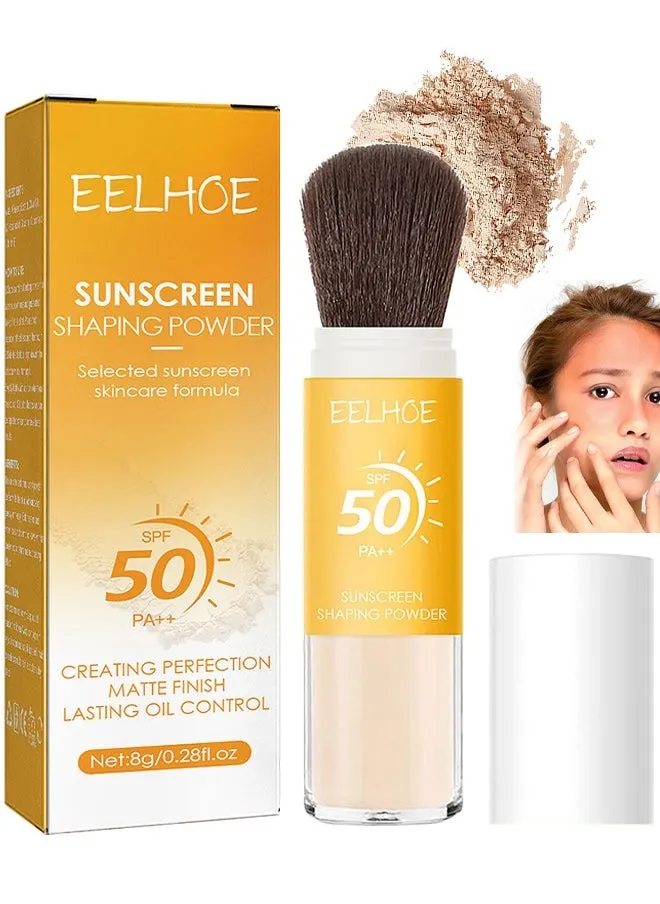 مسحوق تثبيت واقي من الشمس ، SPF 50 PA ++ ، حماية من الأشعة فوق البنفسجية UVA و UVB ، بدون بارابين ، خالي من الغلوتين ، نباتي ، مضاد للحساسية ، خفيف الوزن طويل الأمد قوة واقية من الشمس قابلة للتنفس ، م-1