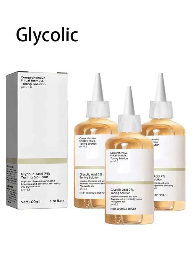 Supwell Glycolic Acid 7% Toning Resurfacing Solution for Blemishes and Acne, Glycolic Sour 7% Toner, Facial Exfoliation Astringe Pores 100ML (3PCS)-1