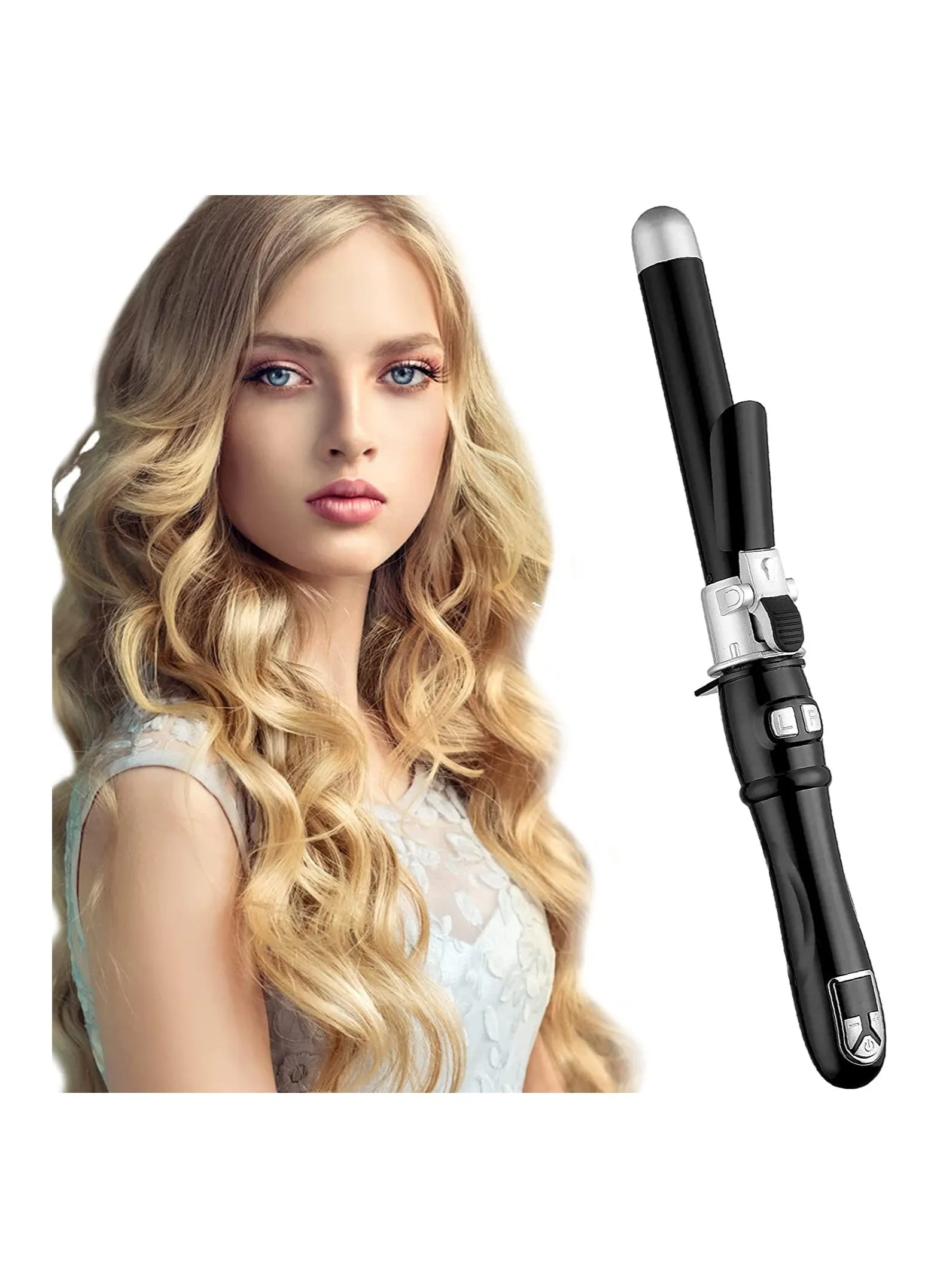 SYOSI Automatic Rotating Hair Curling Wands, 28mm Curl Hair Waving Irons, Hair Styling Irons Hair Waver, 30s Instant Heat Wand, Black-1