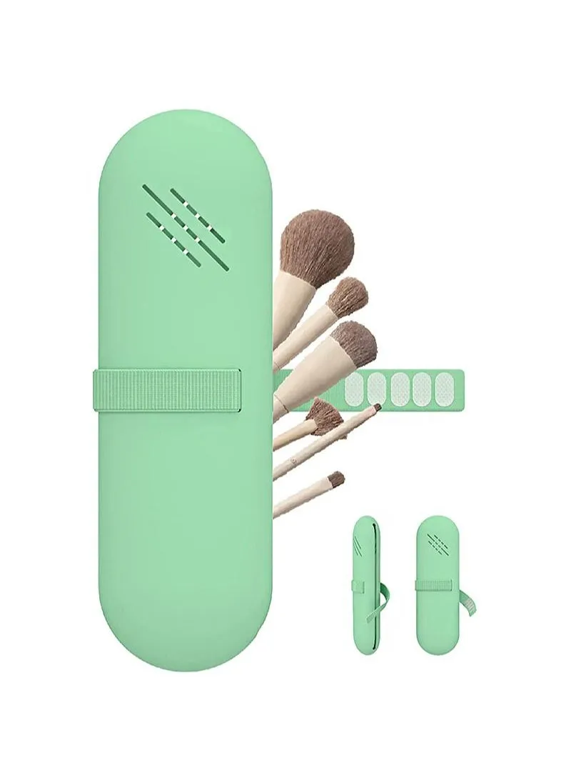 Travel Makeup Brush Holder, Makeup Organizer, Makeup Bag, Toiletry Organizer, Silicone Small Makeup Brush Wallet （Green）-1