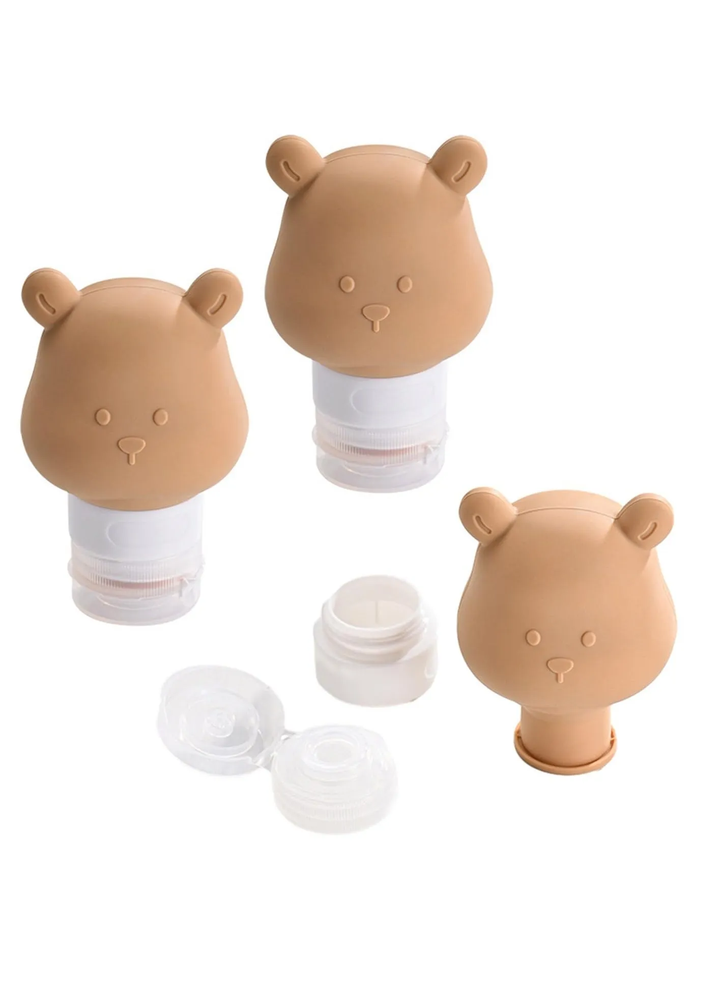 Travel Size Toiletries, 3 Pack 80ml Cute Bear Silicone Travel Bottles,  Leak Proof Travel Size Containers, Refillable Travel Toiletry Bottles, Travel Size Bottles for Shampoo and Lotion-1