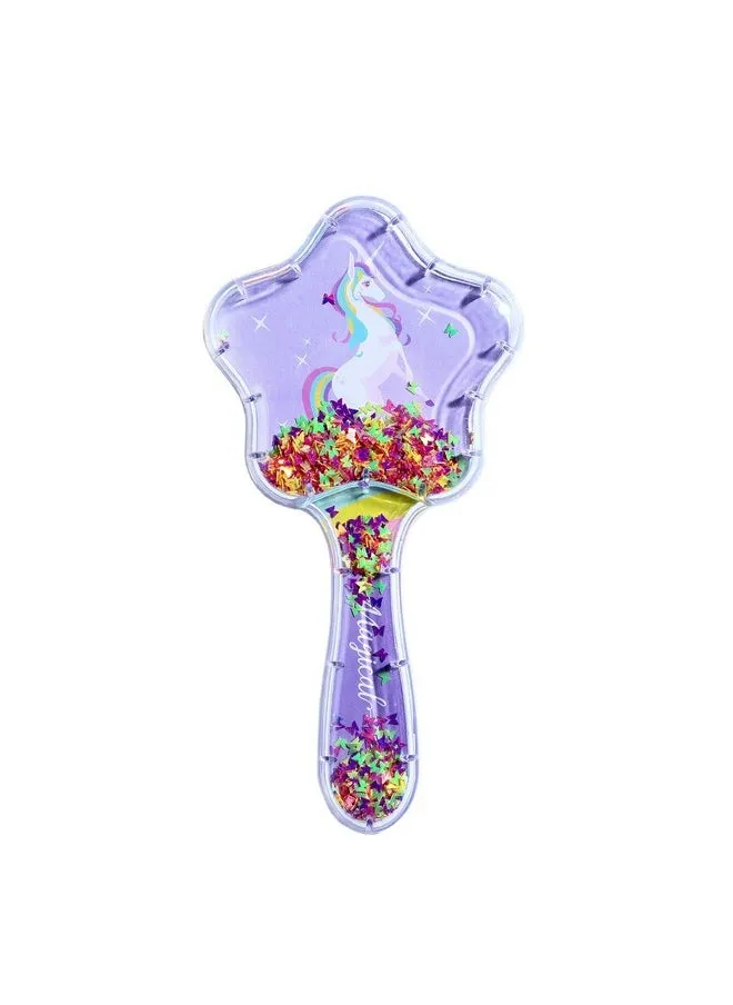 Unicorn Hair Brush 3D Star Bling Bling Hairbrush For Girls Kids Women Glitter Massage Comb Dry Wet Long Short Straight Hair Brush Toddler Hair Brush Purple Rainbow-1