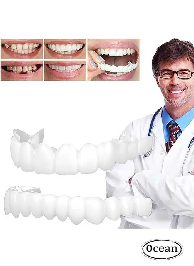 Upper and Lower Teeth Simulation Braces Snap on Smile Second Generation Simulation Braces Silicone Whitening Dentures Upper and Lower Teeth-1