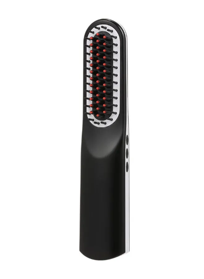 Usb Rechargeable Hair Straightening Brush Black/White-1