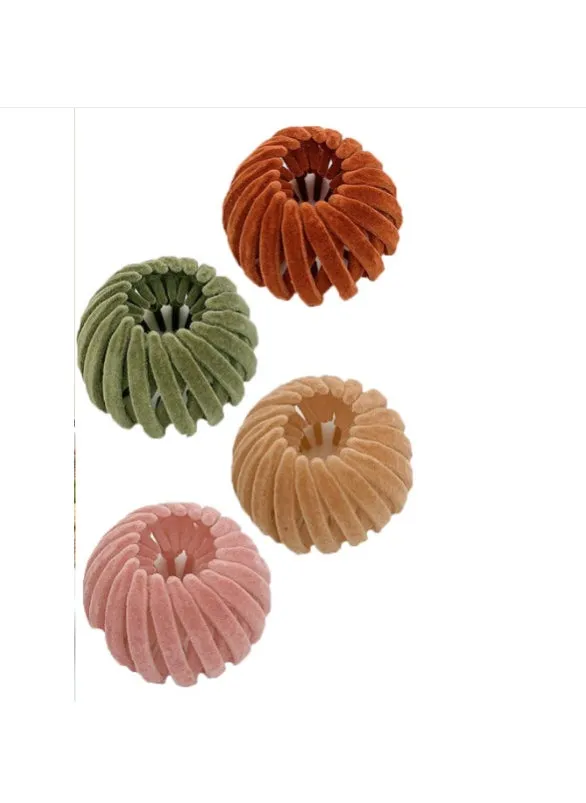 Velvet Bird Nest Hair Bun MakerCaramel + Green + khaki + Pink (single package + set) Caramel + Green + khaki + Pink (single package + set)-1