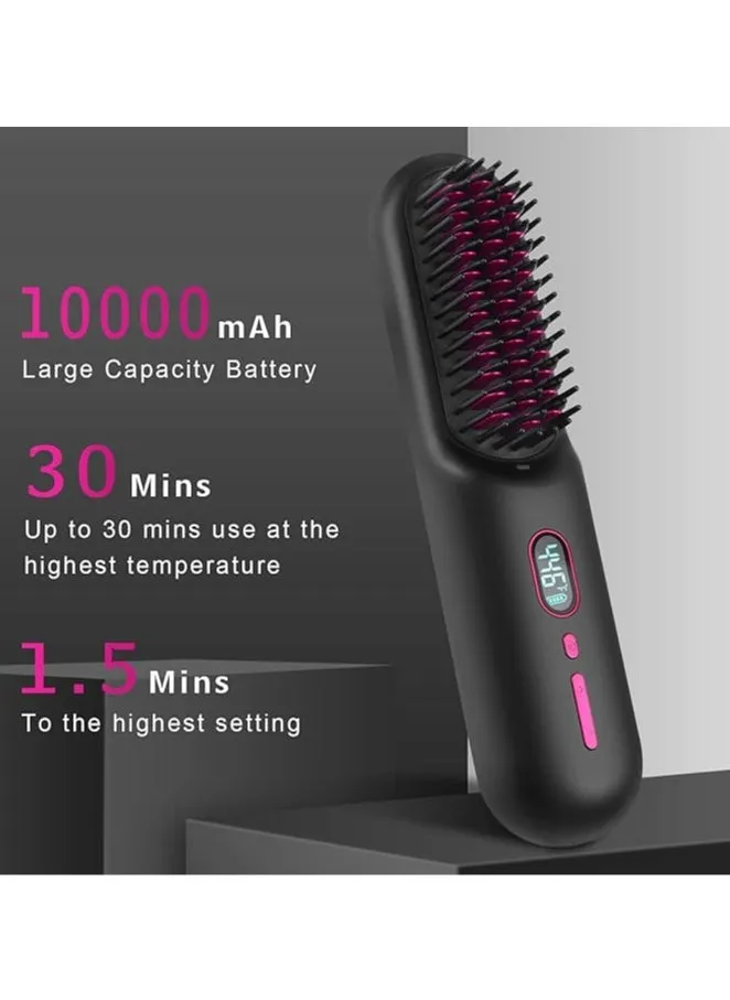 Wireless hair straightening brush, portable negative ion brush, 12 temperature settings, large 10000 mAh battery and mini carry-2